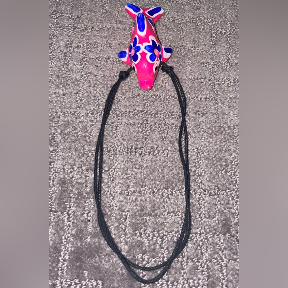 Handmade Custom Pink & Blue Dolphin Whistle w/ Cord